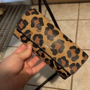 Vintage Coach Tan and Black Leopard Print Wallet